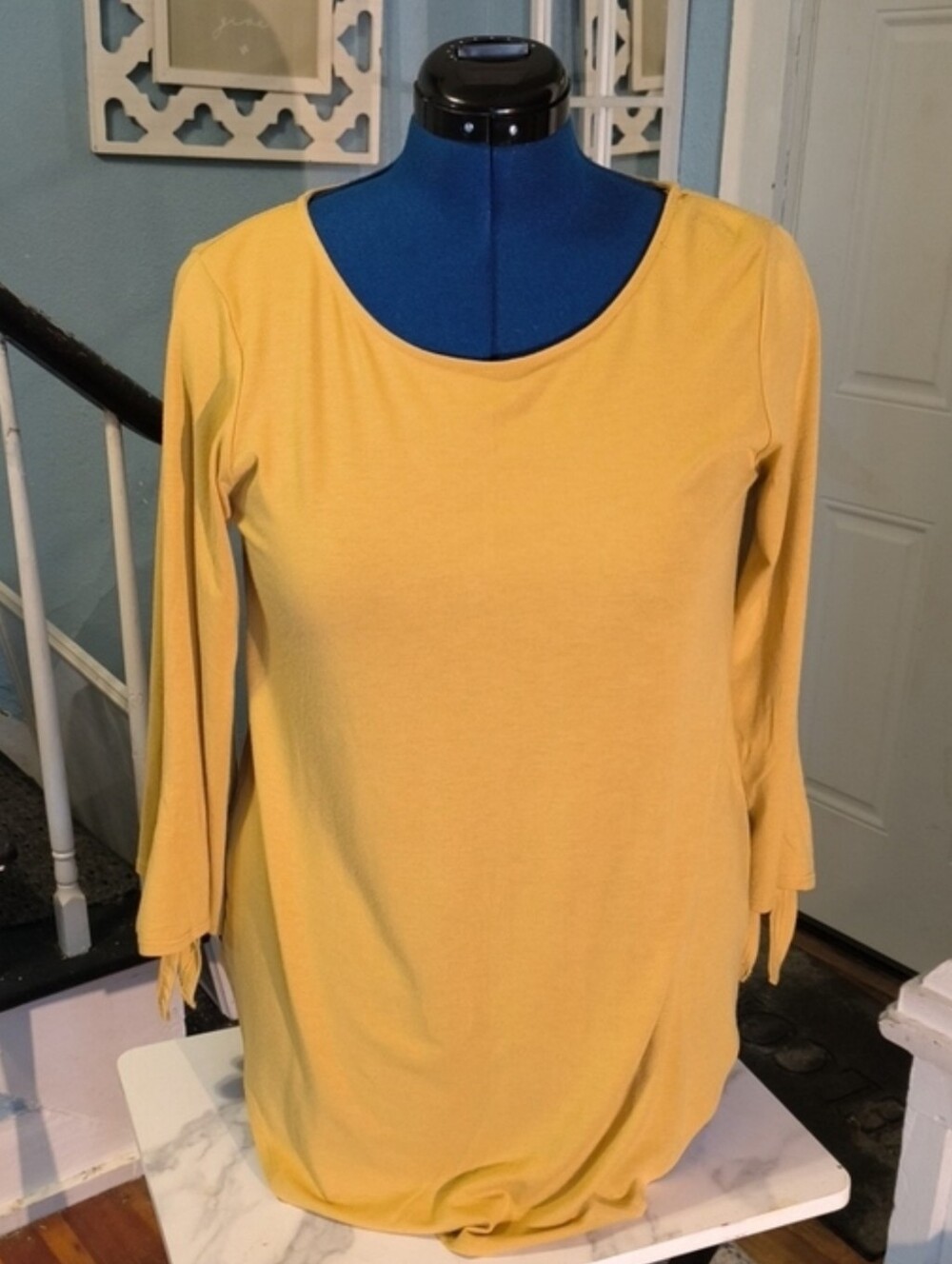 Zenana Women’s Mustard Yellow Long Sleeve Tie-Sleeve Top - Picture 10 of 10